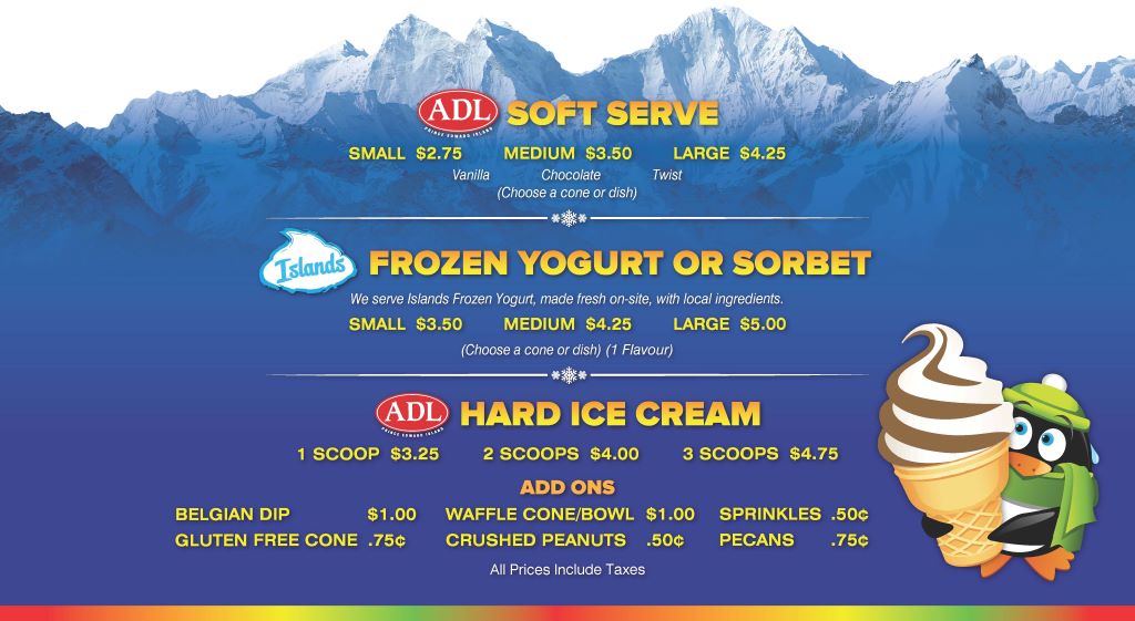 Chillz Ice Cream menu
