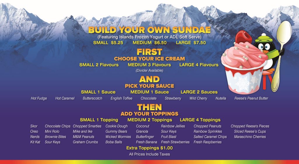 Chillz Dairy Bar Menu