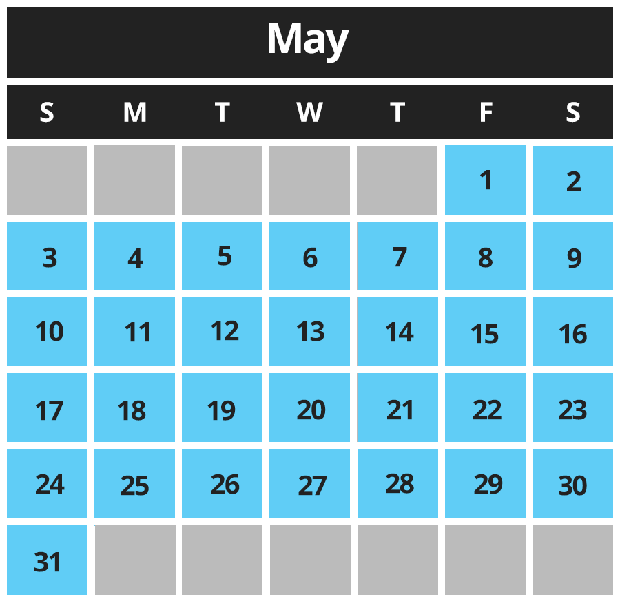 Cordial Cafe Calendar May 2026
